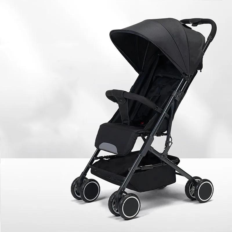 Luxus-Kinderwagen, tragbarer Reise-Kinderwagen, faltbar, großer Kinderwagen, hochwertiger multifunktionaler Baby-Regenschirmwagen, Kinderwagen 85*49*97cm schwarz