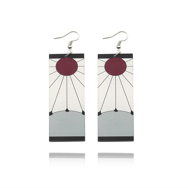 Mode Acryl Tanjiro Ohrringe Dämon Slayer Ohrringe Anime Cosplay Requisiten Hanafuda Drop Lange Ohrringe für Frauen Mädchen Schmuck Ear Hook