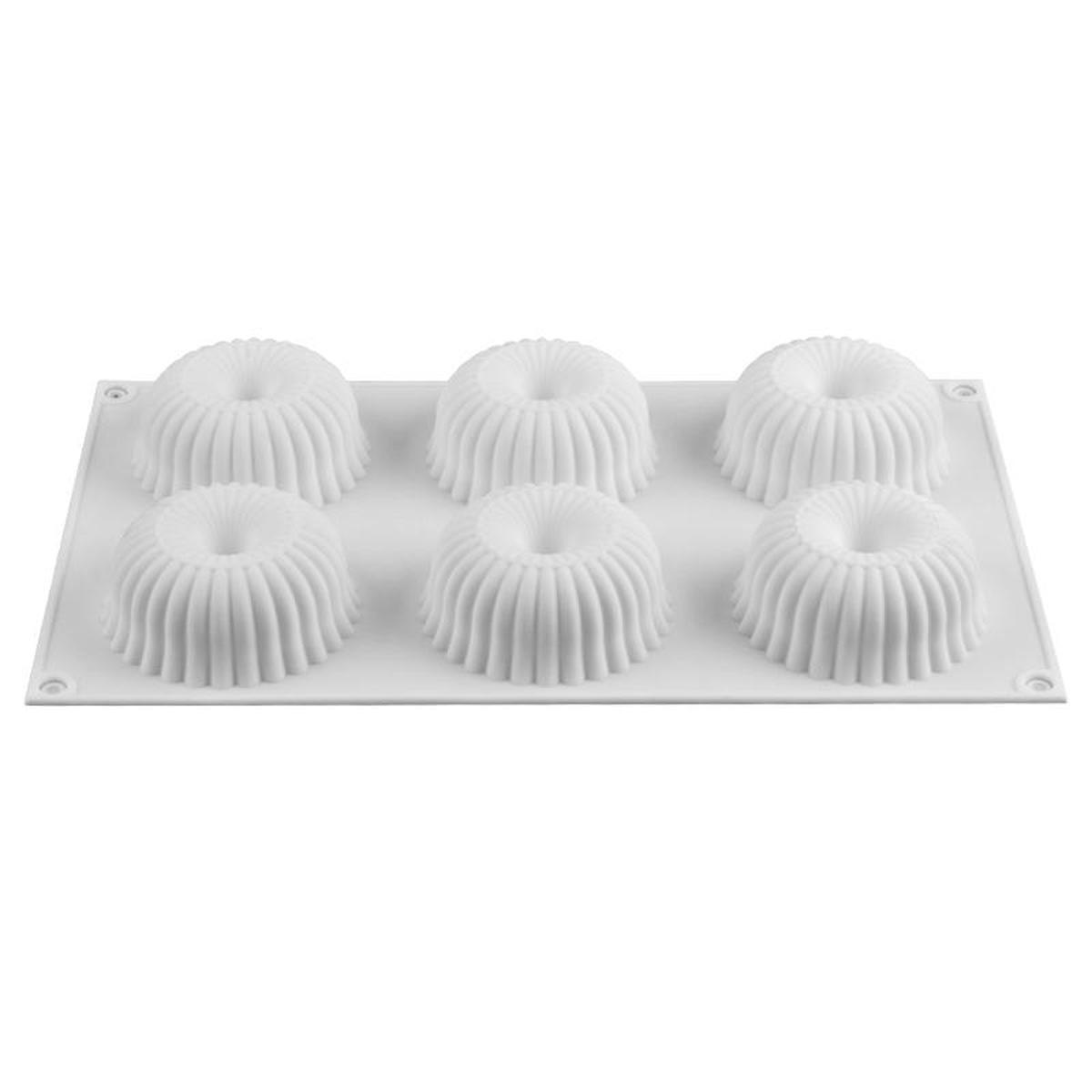 Kuchenform mit 6 Mulden zum Backen von Silikon-3D-Kuchen, Backformen für Chiffon-Mousse-Gebäck, Dessertformen weiß