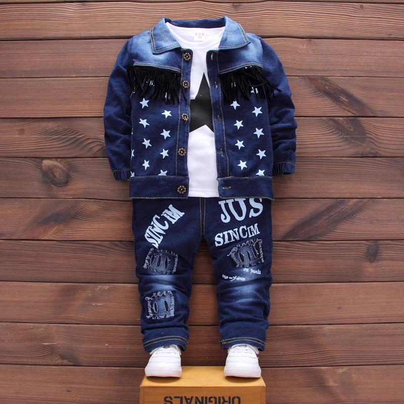 Buchstaben Daunenjacken Tops + Hosen 3-teiliges Set Outfit Kinder Jungen Tücher Hosen Elovodoo Kids Kinder Jungen 110cm blau