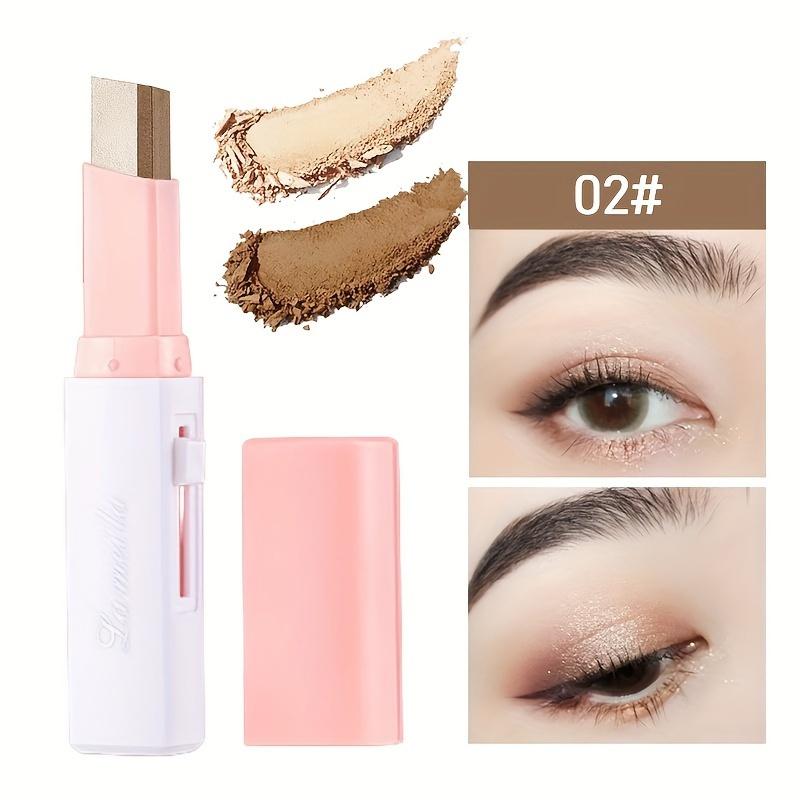 2 in 1 Pearly Highlighter Lidschatten Stick Make-Up Wasserdicht Langlebig Glitter Lidschatten Eyeliner Stick Augen Make-Up Kosmetik 02#