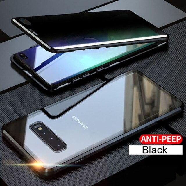 Privatsphäre Anti Peeping Metall Magnetische Doppelseitige Glas Fall Für Samsung S20 S21 S10 S9 S8 Hinweis 20 10 9 8 Plus Ultra A71 A51 A70 Galaxy A71 4G schwarz