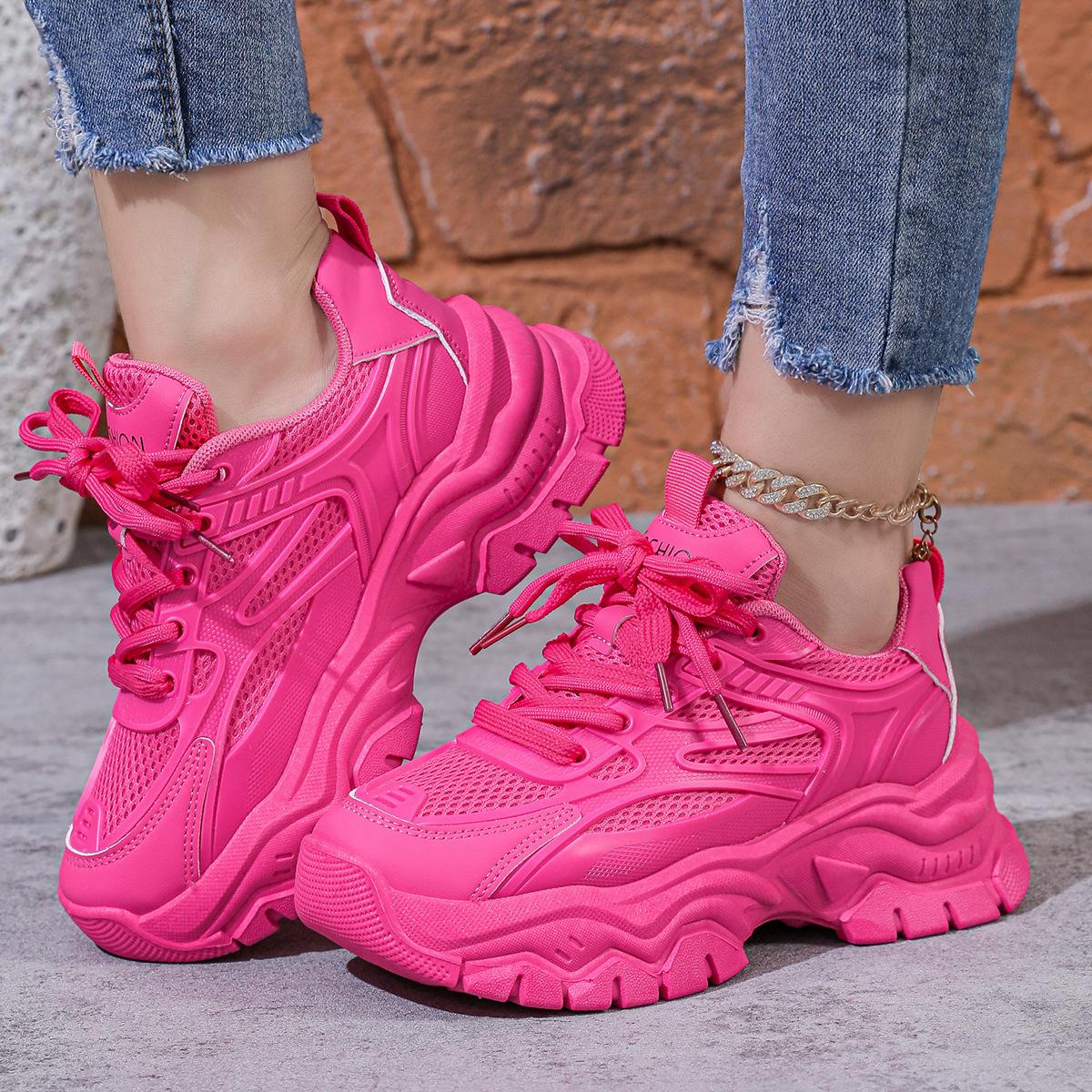 Damen-Sneakers, rutschfeste flache Outdoor-Schuhe, bequeme Freizeit-Sneakers für Studenten, Freizeitschuhe für Damen 37 rose rot