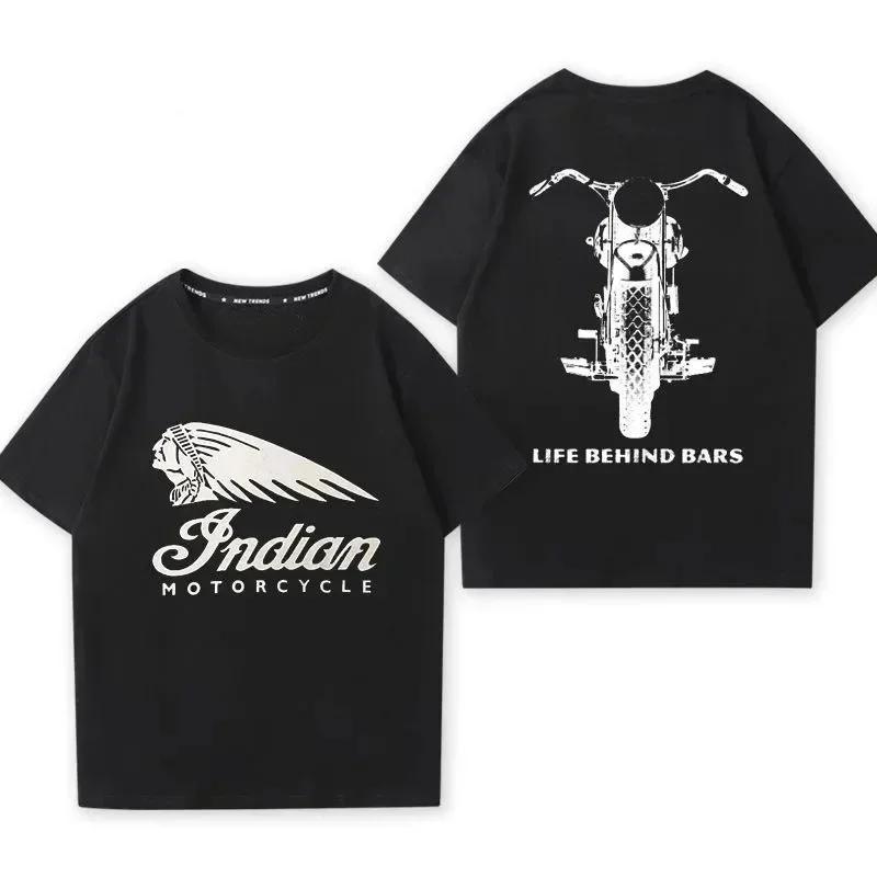 2024 männer T Shirt Casual Indians Motorrad T-shirt Grafik Übergroßen Motorrad Biker Cafe Racer Chopper Vintage Streetwear S-4XL M dunkelgrau