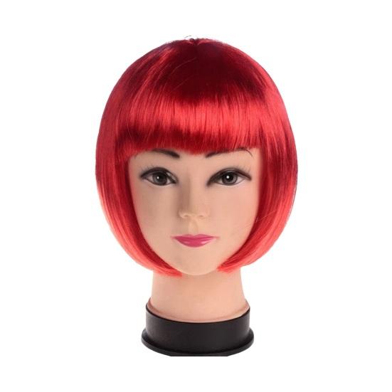 Bunte, kurze, glatte Perücke für Damen mit Pony, natürlich, hitzebeständig, für Kostümpartys, Mädchen, Cosplay, Bobo, Kunsthaar rot