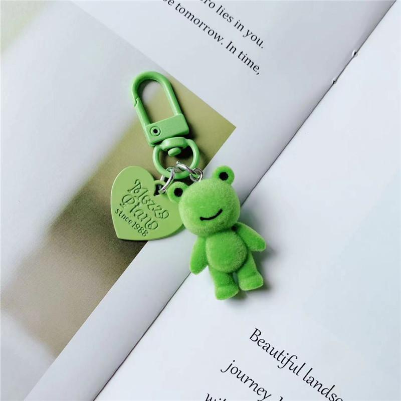 Niedlicher 3D-Flockfrosch-Schlüsselanhänger, beflocktes kleines Froschpaar, Handy-Anhänger, Auto-Schlüsselring, Kopfhörer-Anhänger, Rucksack-Anhänger, Tasche, Dekor gray