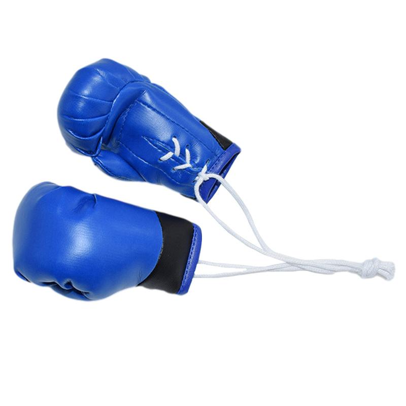 Boxhandschuhe Auto hängen Spiegel Dekoration Auto Innen DIY Ornamente Leder Anhänger blau