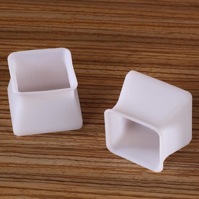 4PCs Möbel Tisch Stuhl Bein Füße Kappe Abdeckung Schutz Füße Pads Nicht-slip Tisch Stuhl Bein Kappen Fuß schutz Abdeckung Square(4PCS) elfenbein