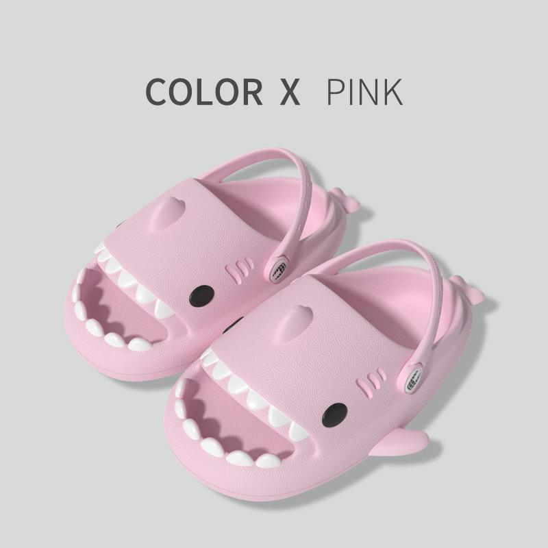 Mode Comwarm Cartoon Shark Hausschuhe für Frauen Mode Shark Sandalen Männer Plattform Damen Flip-Flops 2024 Sommer Paar Strand Slides 40-41(24.5-25cm) rosa
