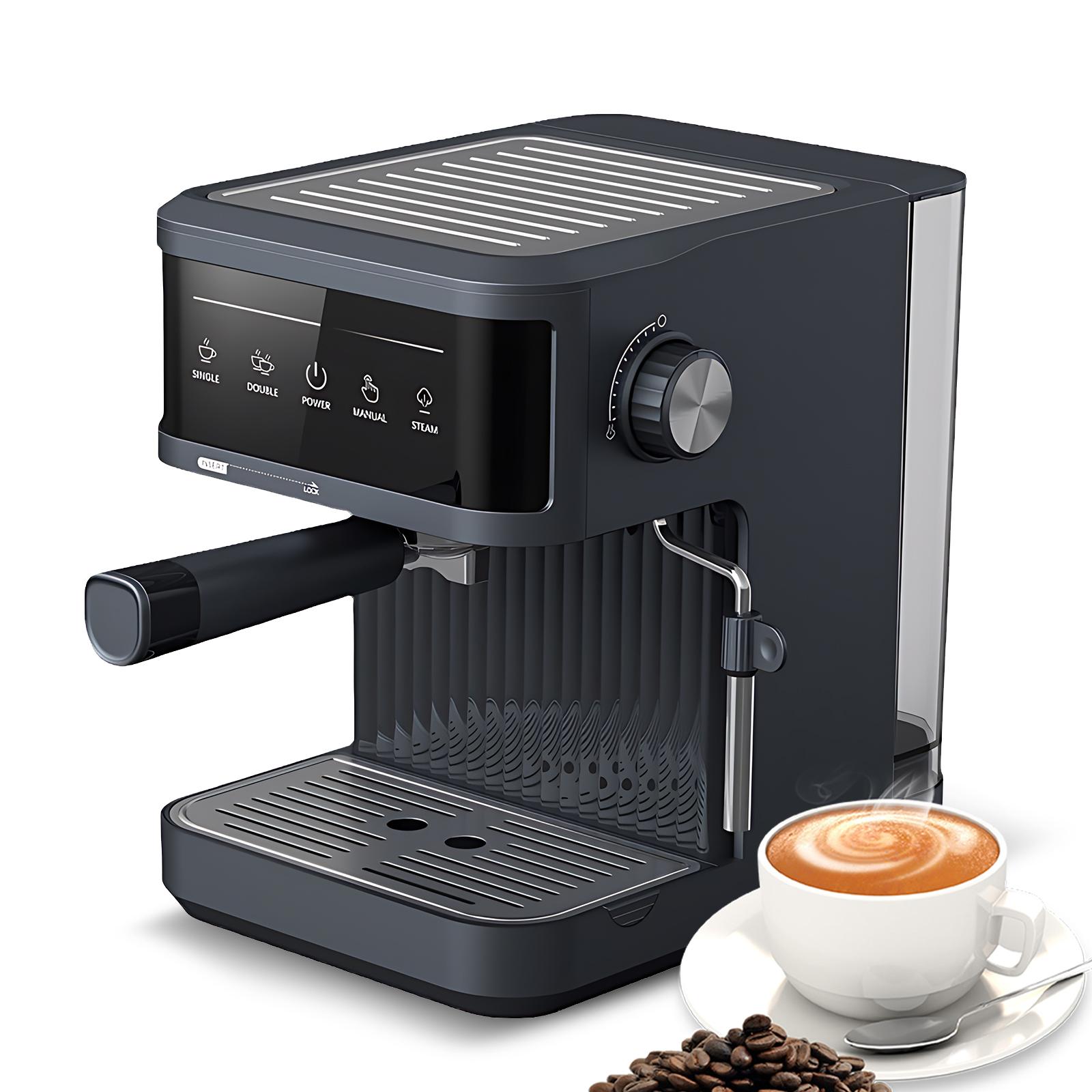 Multifunktionale Elektrische Kaffeemaschine 850W 20Bar Mini Kaffeemaschine mit Siebträger, Einzel- und EU plug schwarz