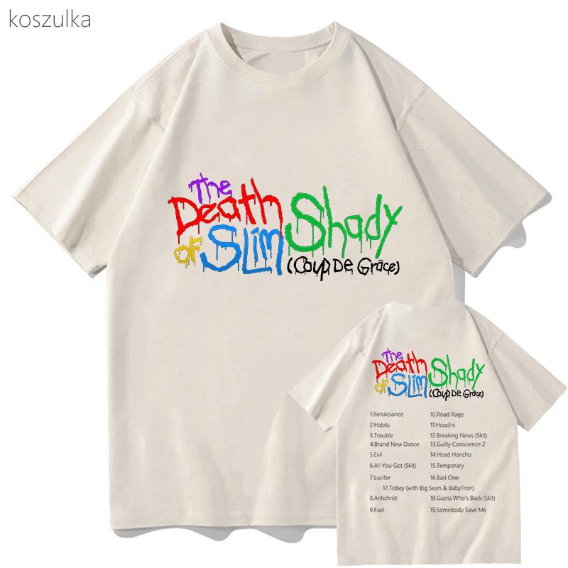 Eminem Neues T-Shirt Lässig Tobey Kurzarm The Death of Slim Shady 100% Baumwolle T-Shirt Mode Beliebt Herren/Damen T-Shirt Oberteile 3XL