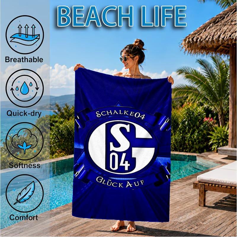 Glänzender Stern des FC Schalke Strandtuch, Schnelltrocknend, Pflegeleicht, Geeignet für Fitness und Strandurlaub, Sport-Essential 80cmx160cm(31x63inch)