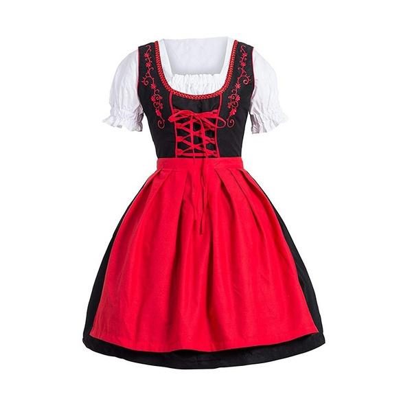 Deutsches Bier Plus Size Damen Dirndl Kleid Oktoberfest Colker Kostüme M red
