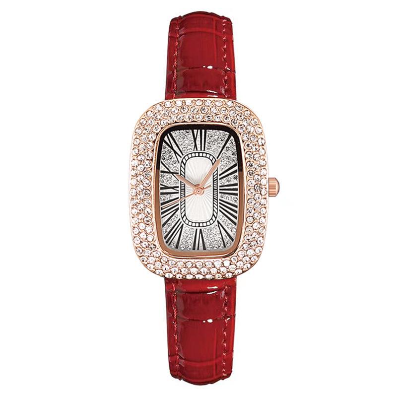 Top Diamant Damenuhren Mode Damen Luxus Quarzuhren Mädchen beste Geschenke Armbanduhren rot