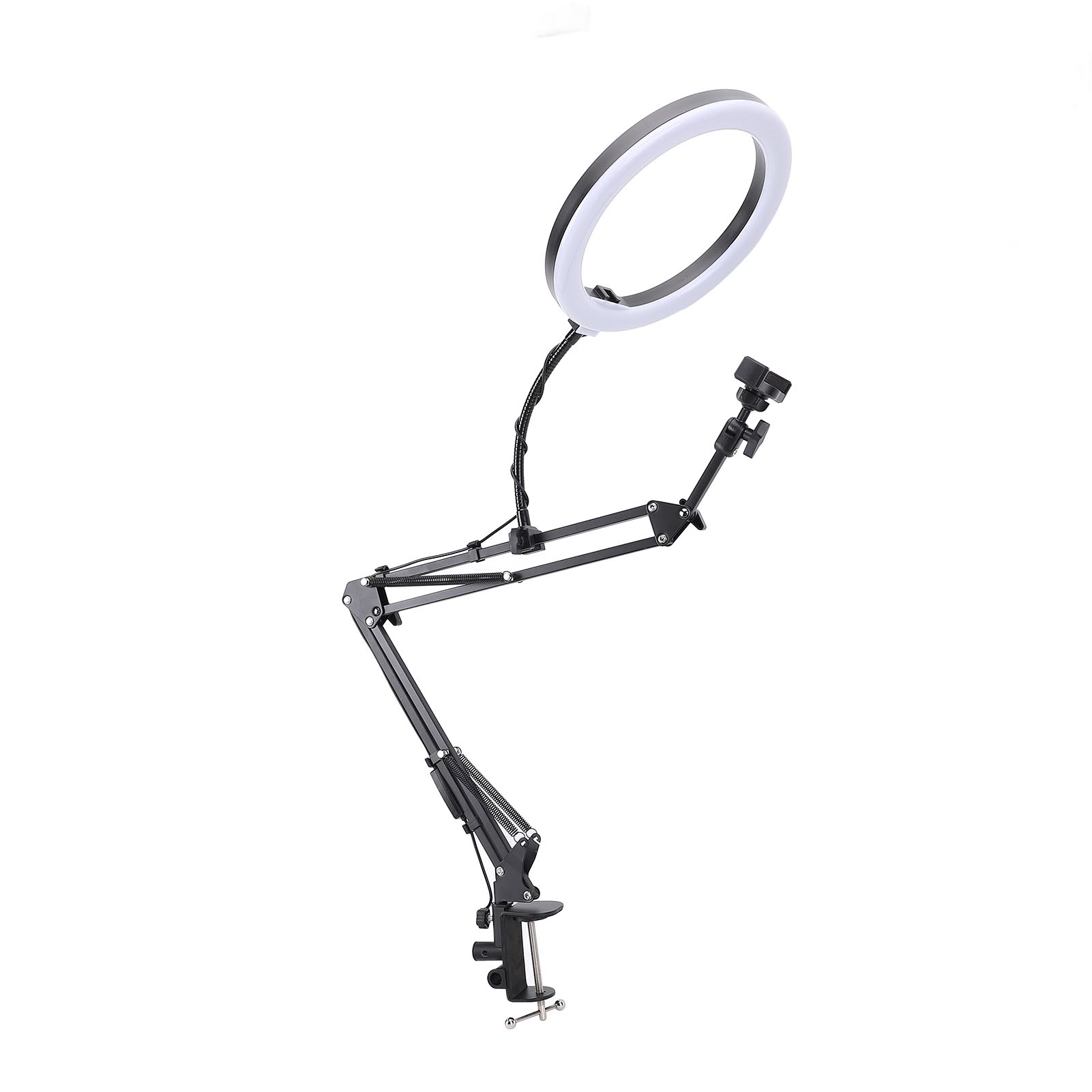 Overhead Ringlicht mit Telefonklemme Verstellbares Desktop-Ringlicht für Beauty-Make-up Nagelkunst Live