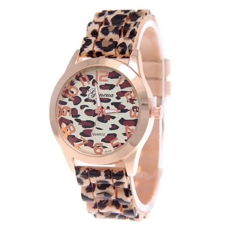 Mode Leopard Print Quarzuhr Frauen Silikon Sport Uhren Silikon Band Quarz Armbanduhren Damen Weibliche Uhr