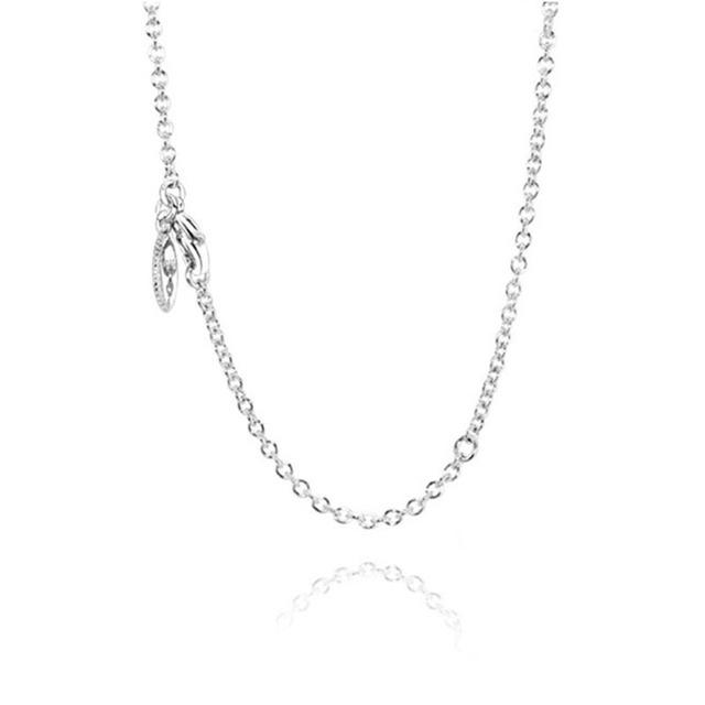 Neue Halskette aus 925er-Sterlingsilber, modische runde Damen-Halskette, passend für Original-Pandora-Charm-Perlen, DIY-Schmuck, Geschenk 45cm
