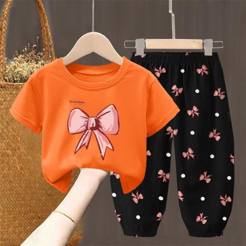 2 Teile/satz Sommer Sets Kinder Kleidung der Mädchen Kinder Kleinkind Kleidung Niedlich Mode T-shirt Top + Hosen Baby Mädchen Kleidung 140