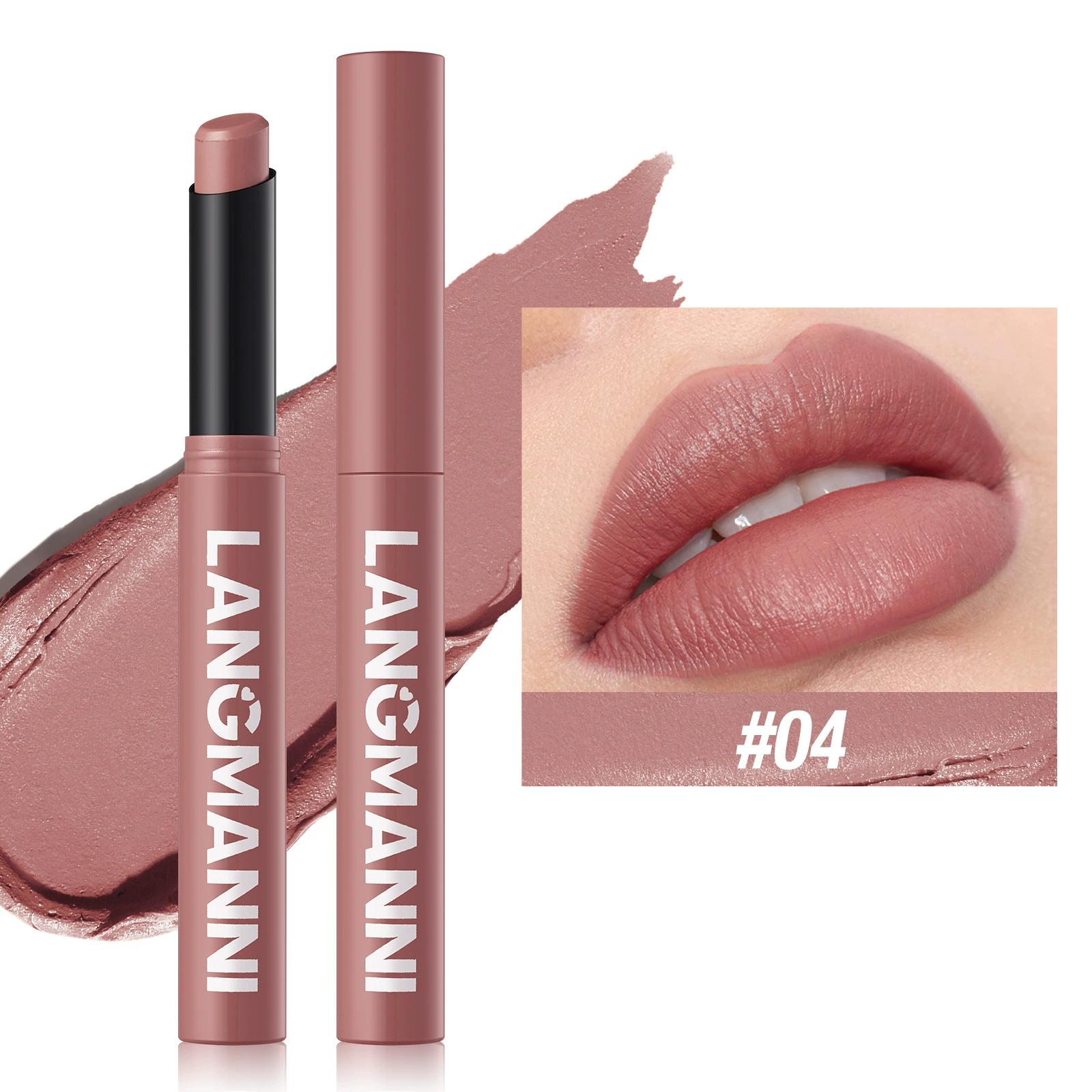 1PC matter Lippenstift, leicht zu färbender Lippenstiftstift, lang anhaltender, leicht zu färbender, feuchtigkeitsspendender Lippenstift, natürlicher, feuchtigkeitsspendender und feuchtigkeitsspendender Lippenstift 04