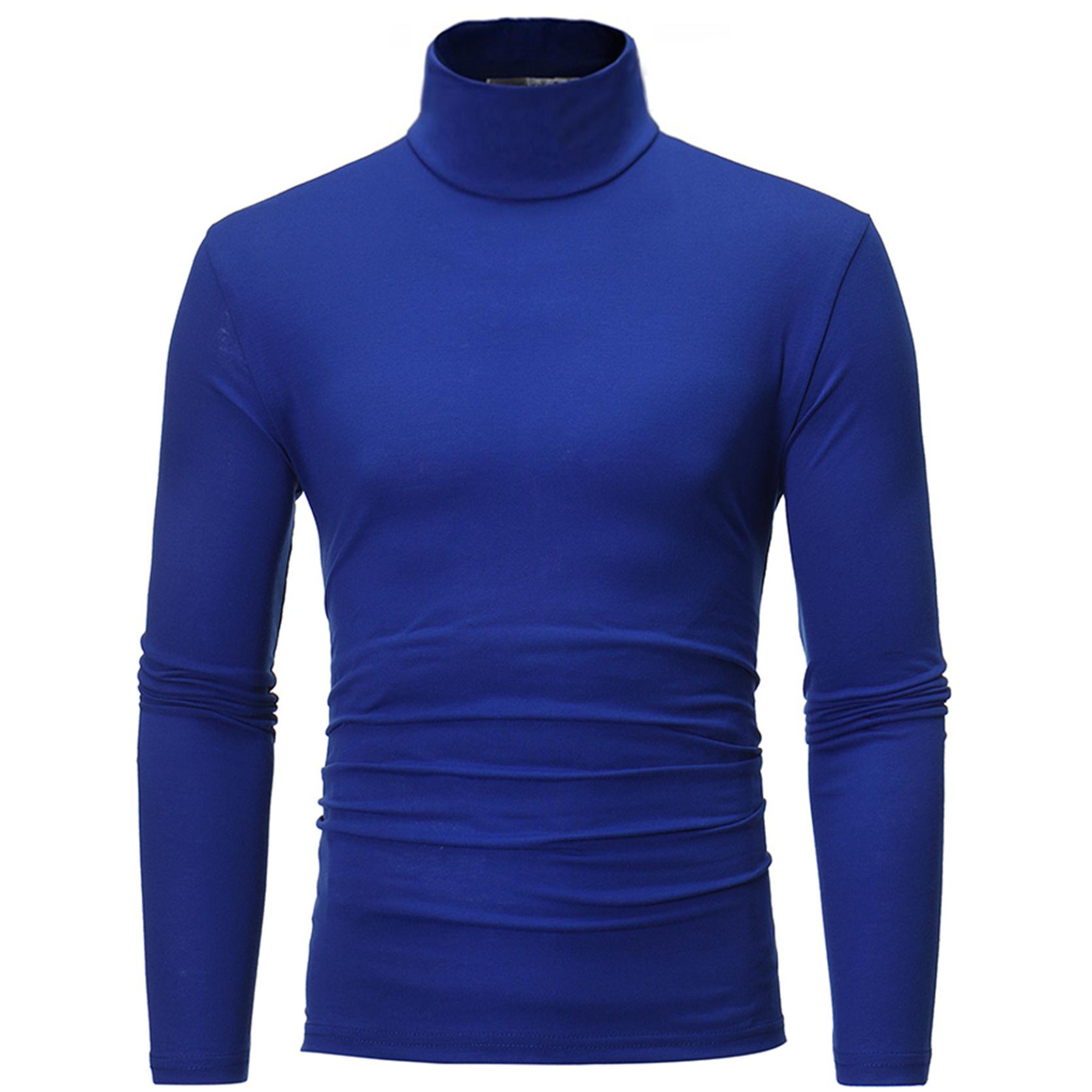 Herren-Pullover mit Rollkragen, schmale Passform, langärmelig, lässig, hoher Kragen, Pullover, Oberteile, Basic-Rollkragenpullover, schmale Passform, T-Shirts S königsblau