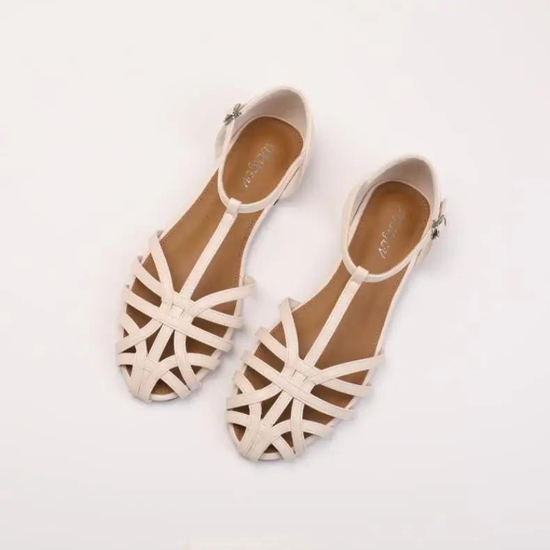 Baotou Sandalen für Damen Mode Atmungsaktiv Ausgehöhlte Sandale Mode Outdoor Freizeit Sandale Sommerurlaub Römische Schuhe für Damen 37