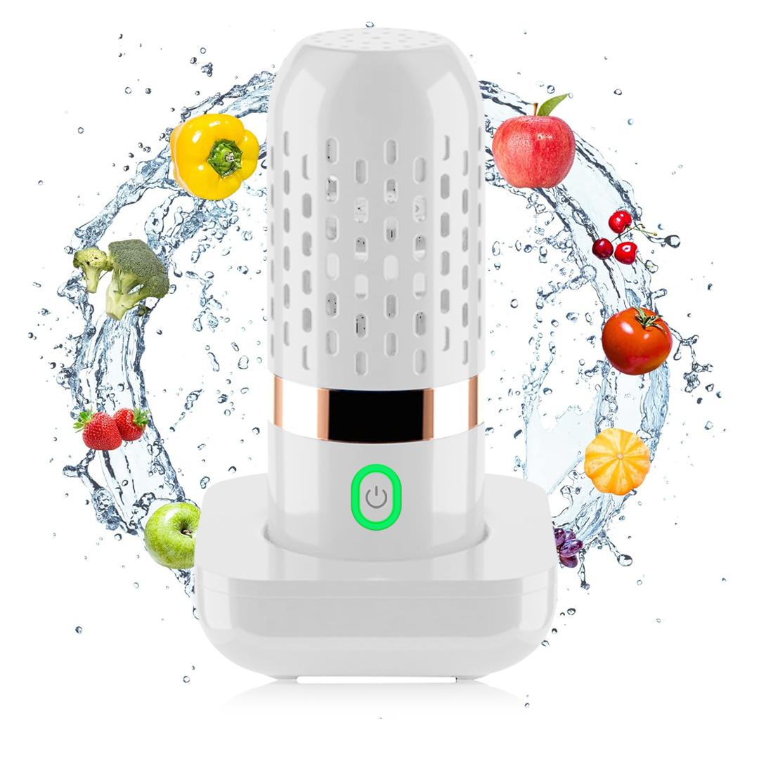 Obst- und Gemüsewaschmaschine zur Hormonreduktion, Bakterientötung, Reinigungsgerät zum Reinigen von Obst, Gemüse, Reis und Geschirr 15cm*14cm*10cm weiß