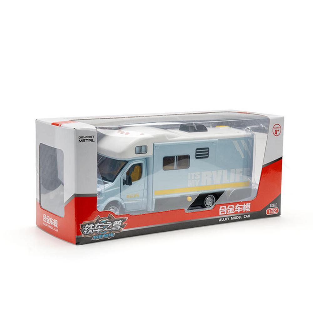Wohnmobil-Spielzeug im Maßstab 1:32, Druckguss-Metall-Freizeitfahrzeug, Rollenspiel, zurückziehbare Modellautotüren und Markise, offenes Licht, Sound für Jungen und Mädchen 1/32-Size:21.5*9.5*7.5cm blau