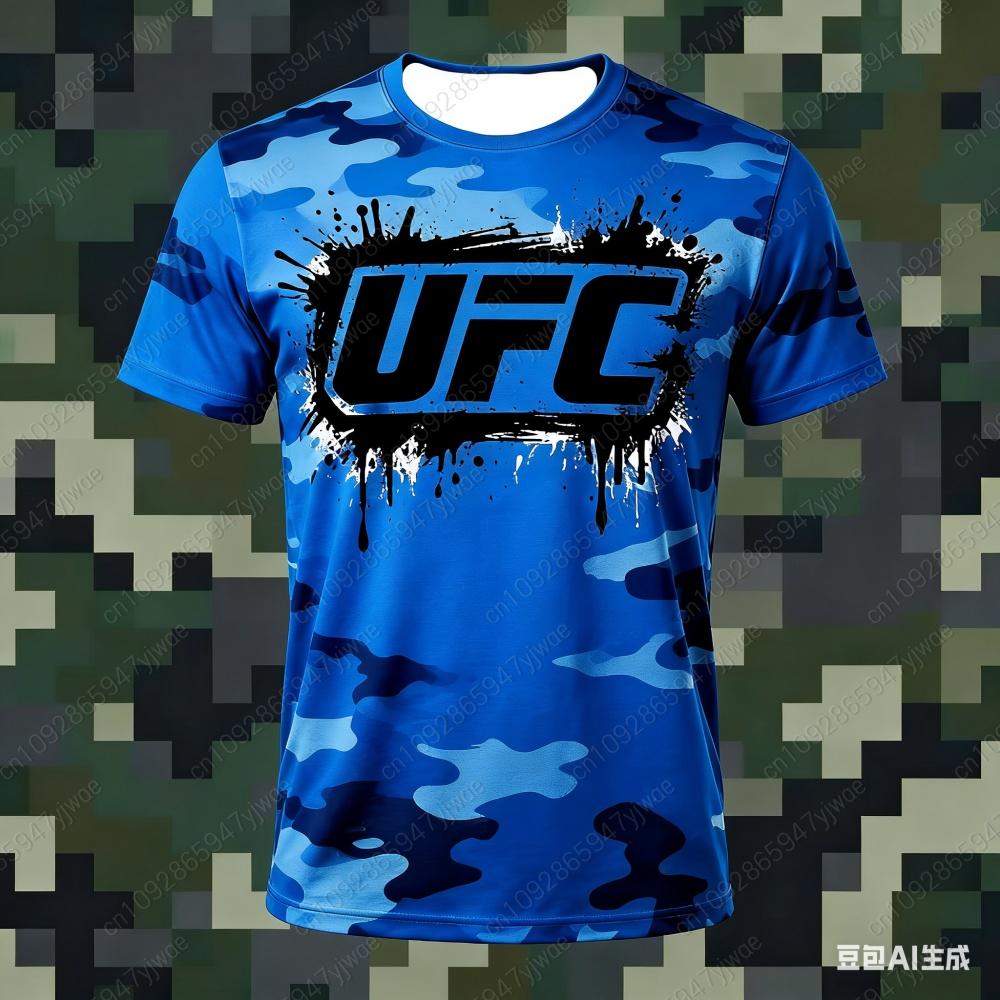 2026 Neues Heißverkauf UFC Boxkampf Verfolger T-Shirt Für Sommer Übergroß Atmungsaktiv Kurzarm Shirt Top M