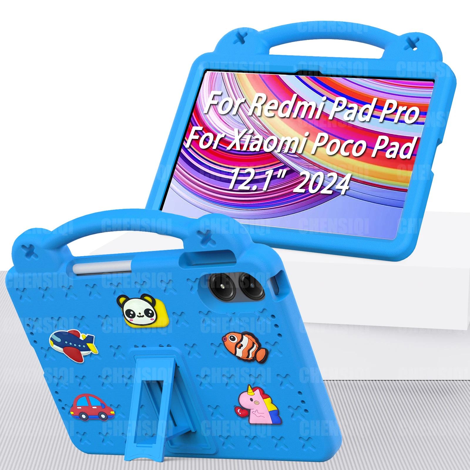 Kinder Fall für Redmi Pad Pro 12,1 Zoll 2024 SE 11 EVA Stand Hand-Gehalten mit Stift Halter Schutzhülle für Xiaomi Poco Pad 12.1 Redmi Pad Pro 12.1 himmelblaue