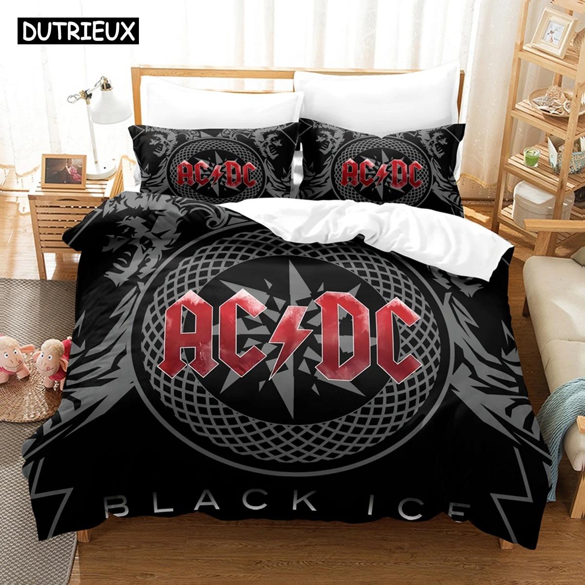 3D Ac/Dc Musik Bettwäsche-Sets Bettbezug-Set mit Kissenbezug Twin Full Queen King Bettwäsche Bettwäsche US Twin 173x218cm