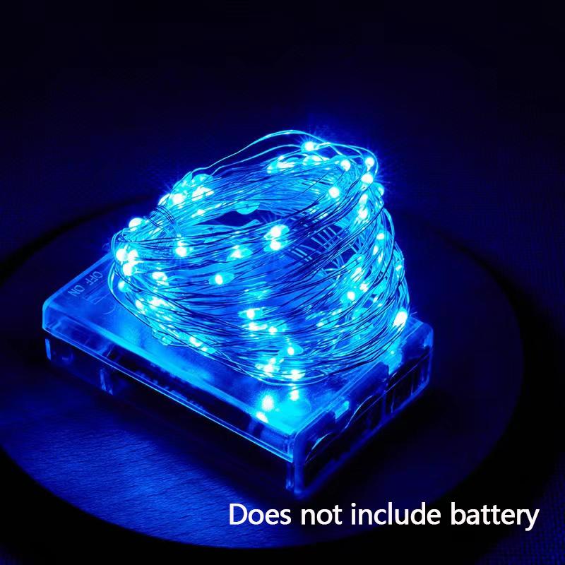 5M 10M LED USB Kupferdraht String Fairy Lichter Weihnachten Hochzeit Mini LED Lampen Led Strap Licht 2M 20leds【Battery box】 blau