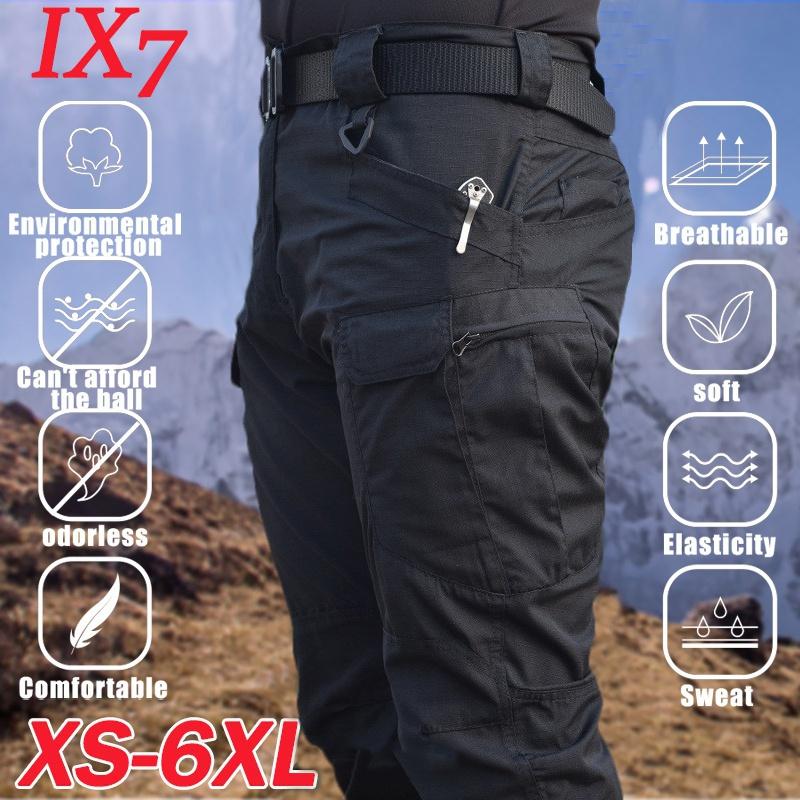 Neue 6XL Herren-Armeehose, wasserdicht, hochwertige taktische Hose, für Benutzer außerhalb von Wanderungen, Sporthose, Cargohose mit mehreren Taschen, Arbeitshose, Sporthose SIZE XXXL schwarz