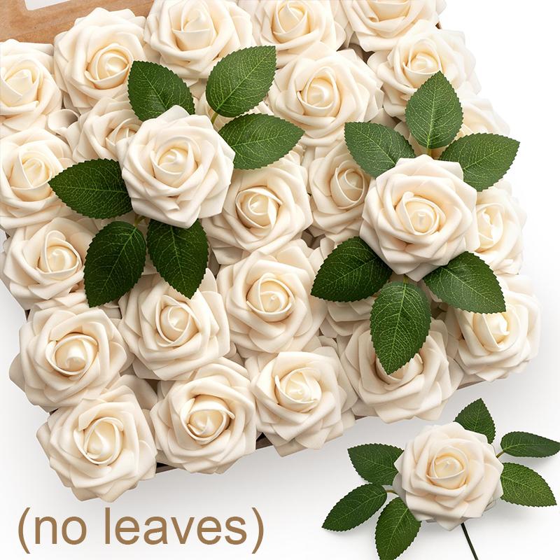 30/5 Stück künstliche Rosen, Blumen, Schaumstoff, künstliche Rosenköpfe mit Stielen für DIY-Hochzeitssträuße, Home-Party-Tische, Dekorationszubehör 30PCS