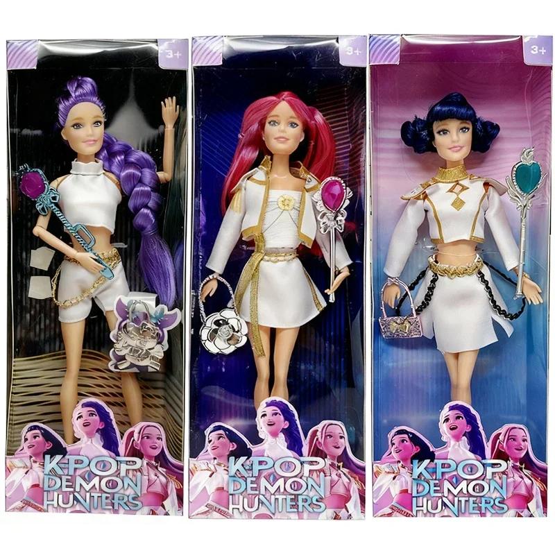 Qualitätsgeschenk| Zarte Textur Anime K-Pop Dämonenjäger Puppen Spielzeug Rumi Mira Zoey mit Zauberstäben & Taschen Geburtstags-Weihnachtsgeschenke