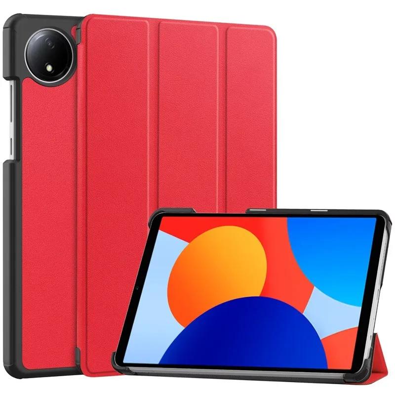 Für Xiaomi Redmi Pad SE 8.7 Hülle 2024 Neue dreifach klappbare Tablet-Hülle aus PU-Leder mit Ständer Funda für Redmi Pad SE 8,7 Zoll Smart Case Redmi Pad SE 8.7 rot
