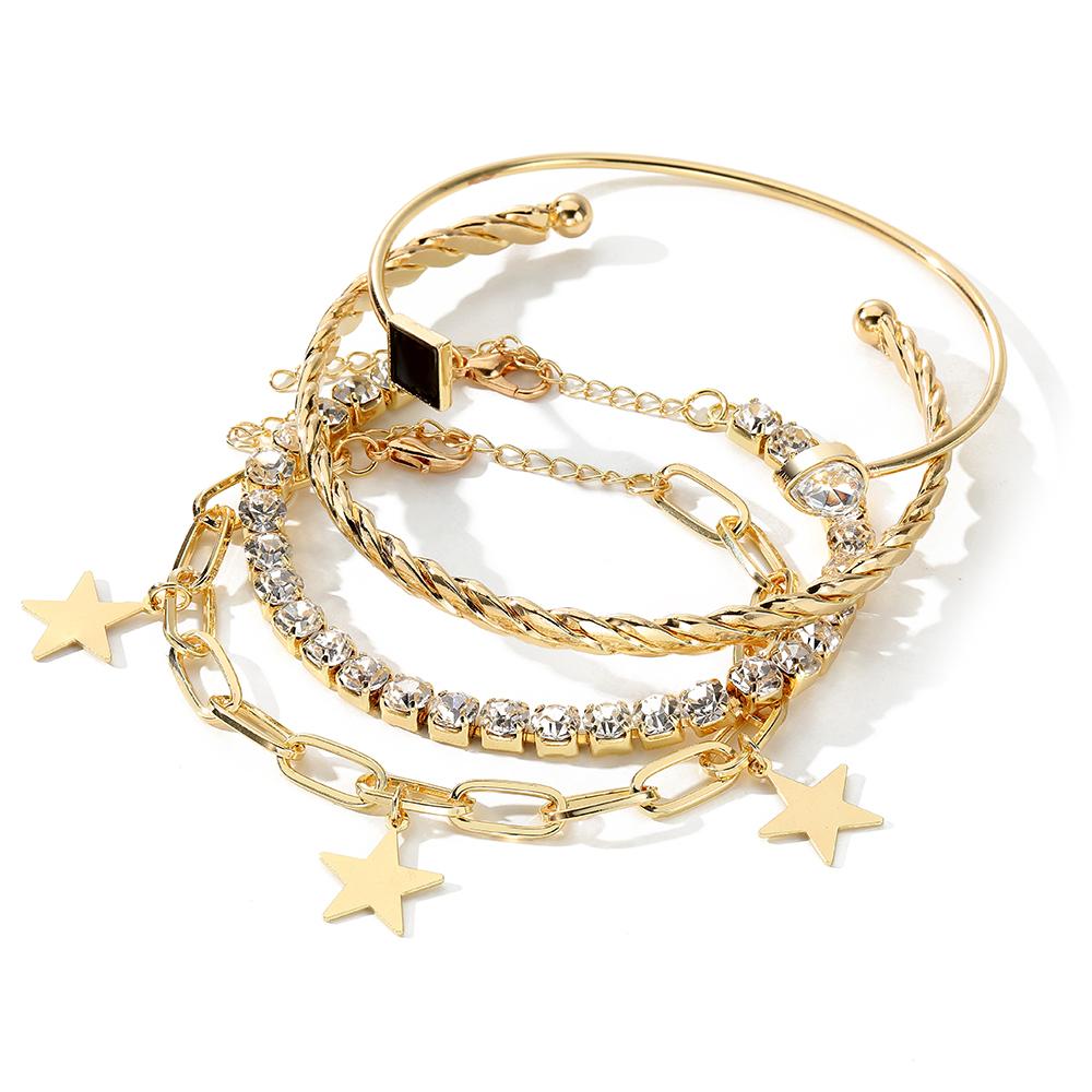 2023 Neue Damenmode Strand-Fußkettchen, Ananas-Goldperlen, runde Plaketten-Fußkettchen, 6 Stück Schlangenkette, Liebes-Schmetterlings-Fußkettchen, 2 Stück Armband, 4 Stück golden 2 gold