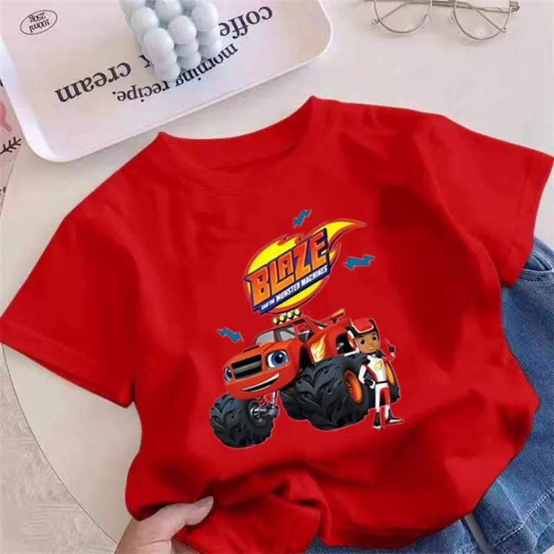 Sommer Kinderkleidung T-Shirt Baumwolle Kurzarm Oberteil Jungenkleidung 140 red