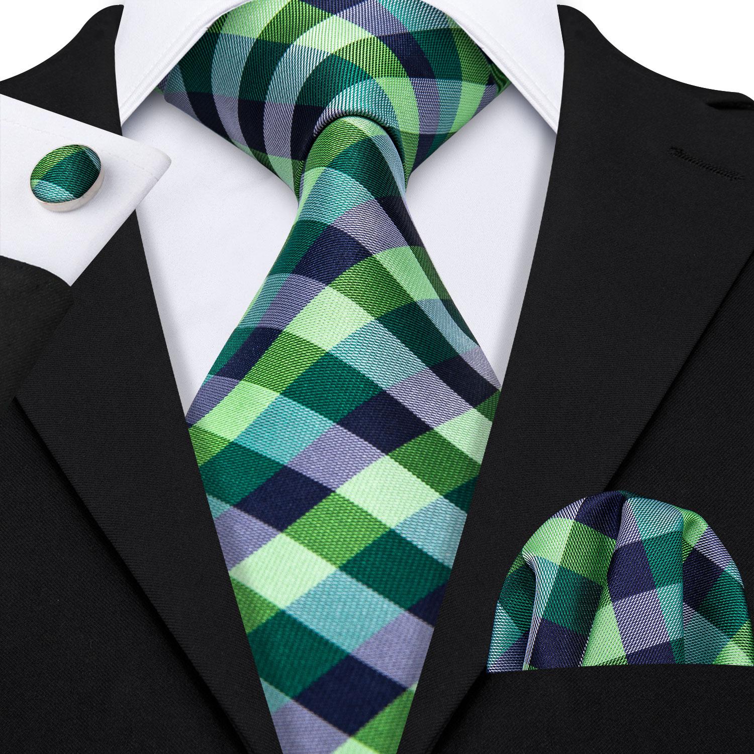 Hi-Tie New Fashion Herren-Krawatte, Business-Krawatte, Einstecktuch, Manschettenknöpfe, Krawatten-Set N-0406