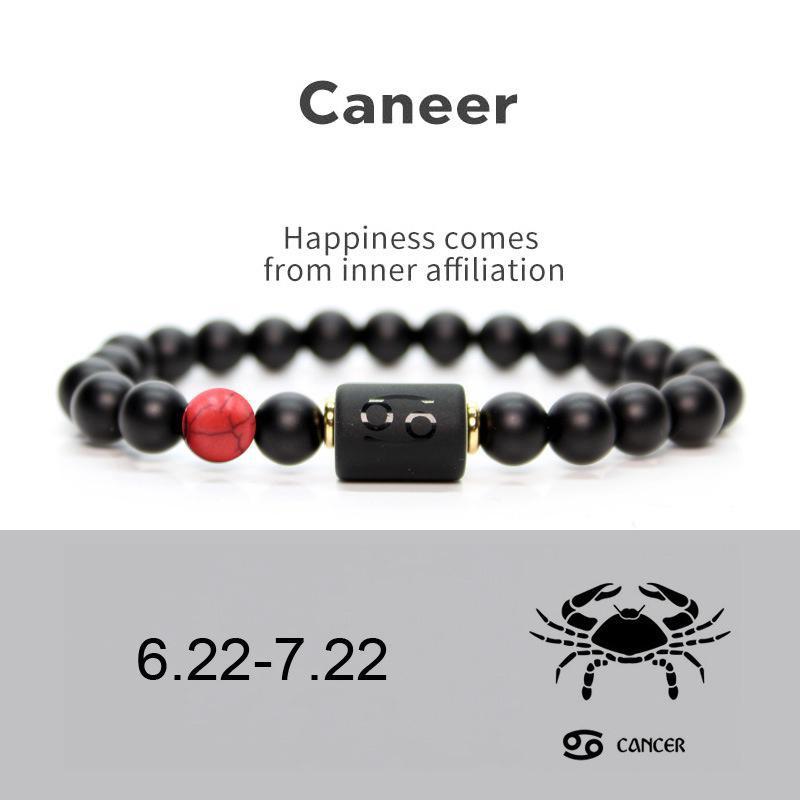 Männer Frauen 12 Konstellation Armband Elastisches Armband Handgewebte Einstellbare Natürliche Tigerauge Obsidian Armband Party Geschenk Schmuck cancer
