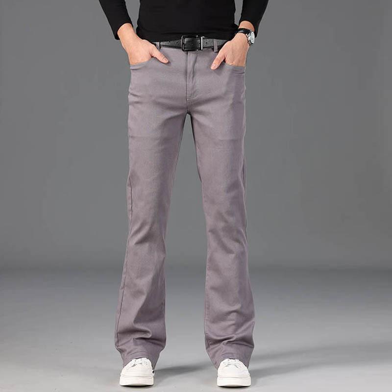 Ausgestellte Herren-Jeans mit Boot-Cut-Bein und ausgestelltem Bein, lockere Passform, klassische, lässige Stretch-Jeans für Herren 29 dunkelgraue