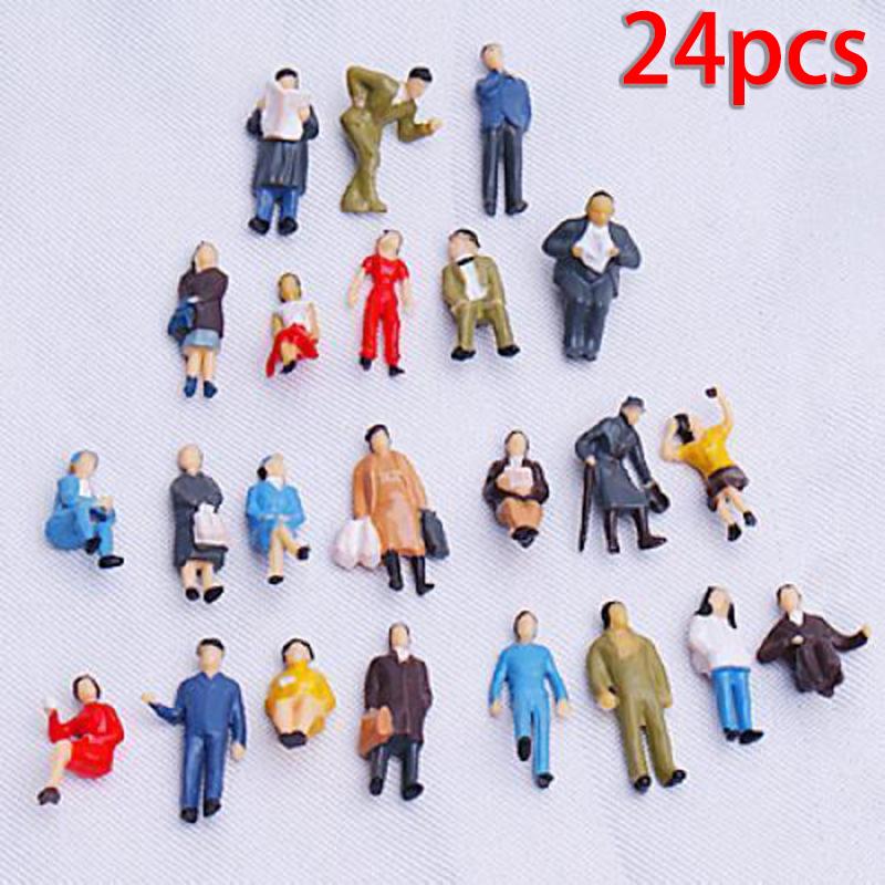 24 Stücke gemischte Modell Menschen Figur Zug Eisenbahn Gebäude Landschaft Maßstab 1:87