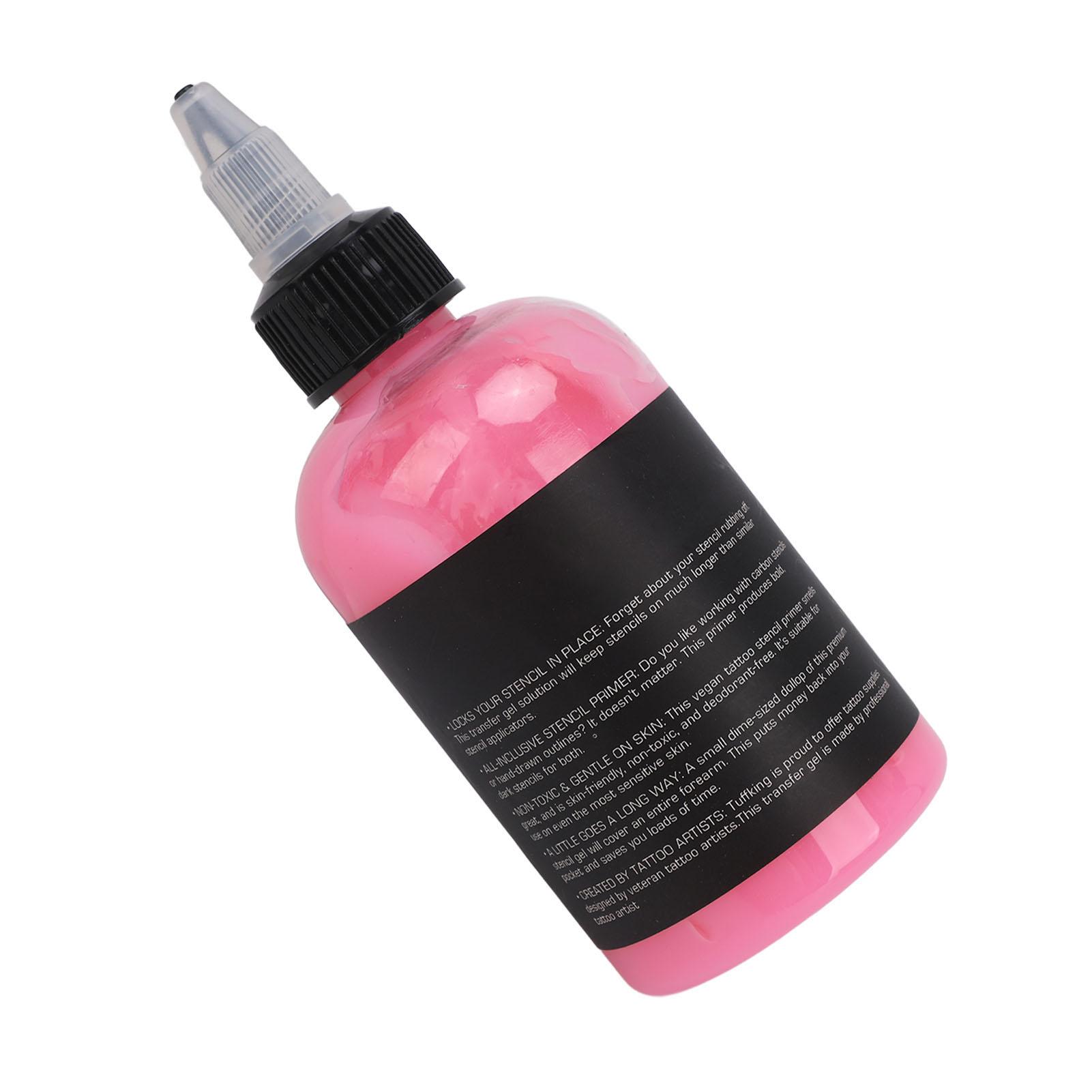 4 Oz Tattoo-Transfercreme, rosa Tattoo-Schablonen-Transfergel-Lösung mit Ausgießer, Tattoo-Schablonenseife
