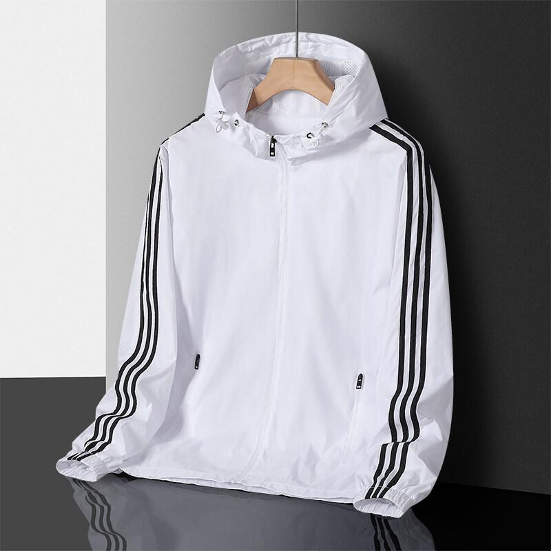 Große, modische, winddichte, dünne Windjacke, atmungsaktive, einfarbige, große Herrenjacke, dicker Mantel 9XL weiß