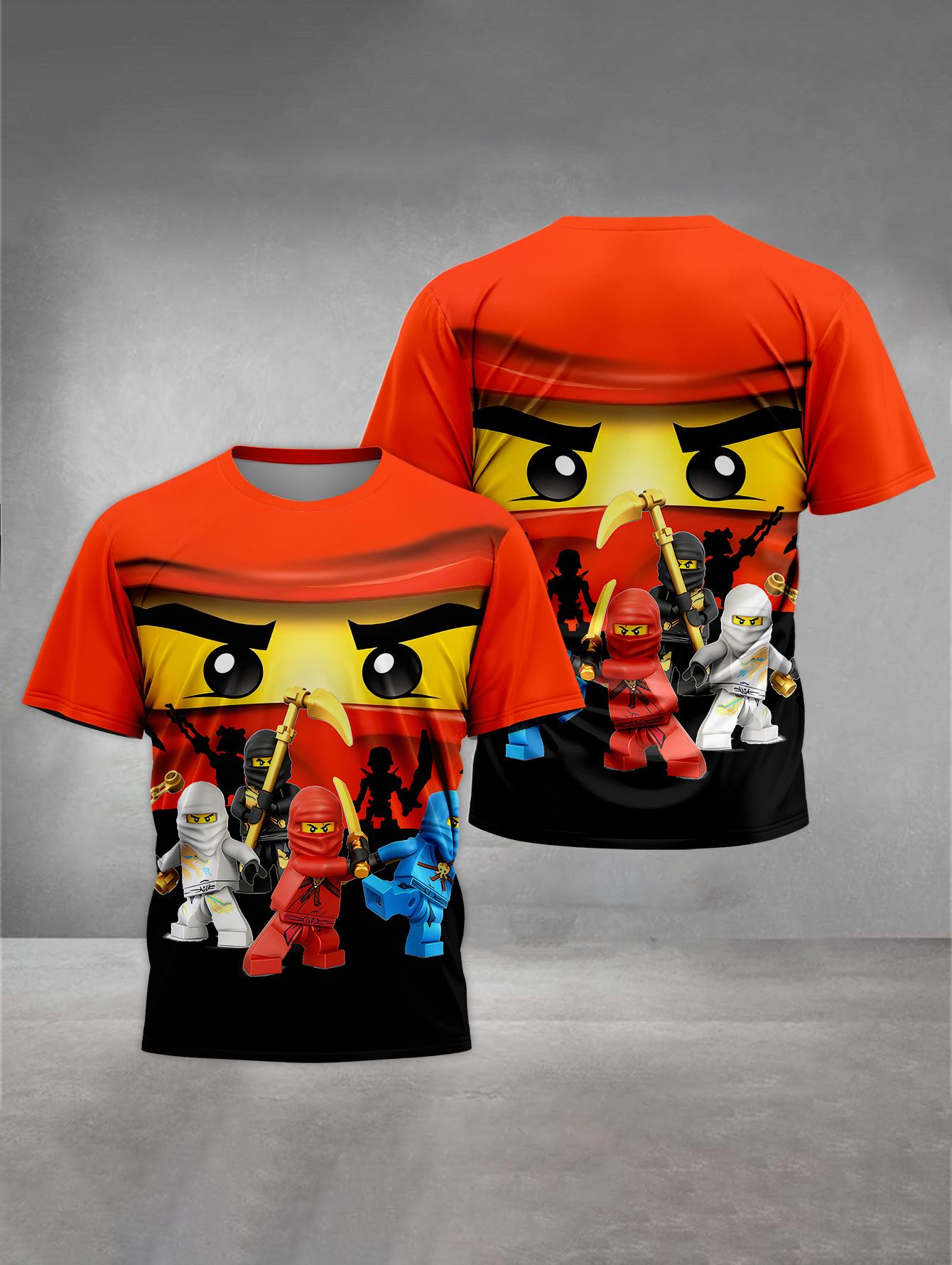 MINISO Print Babykleidung 4 bis 14 Jahre Männliche Outdoor-Kleidung für Cartoon-Spiel Kinder Junge Mädchen Kind T-Shirt Top Shirts- NN-Ninjagos 150 red