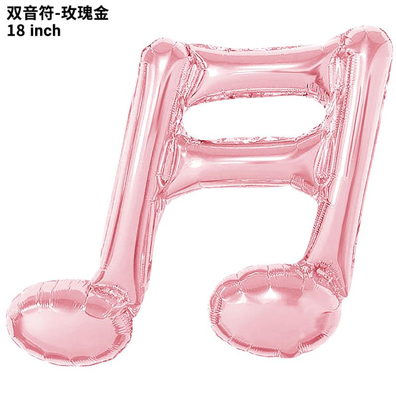 16 Punkte Doppelte Musiknote Aluminiumfolienballon Musiksymbol Musikinstrument Ballon Einzelne Musiknote Notenmodellierung Gitarre Dekorativ double music note rose gold