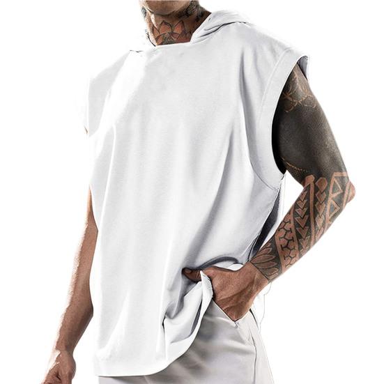 Ärmelloses T-Shirt mit breiter Schulter für Herren, Fitness-Top für Herren, Sommer-T-Shirt für Fitnessstudio, Bodybuilding XL weiß