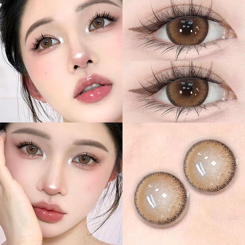 Mill Creek Farbkontaktlinsen mit Grade Cosmetics Korean Beauty 14,5 mm Stärke 0, natürliche Farbe, Dioptrien, 2 Stück, Jahresgebrauch, Myopie-Kontaktlinsen 0 braun