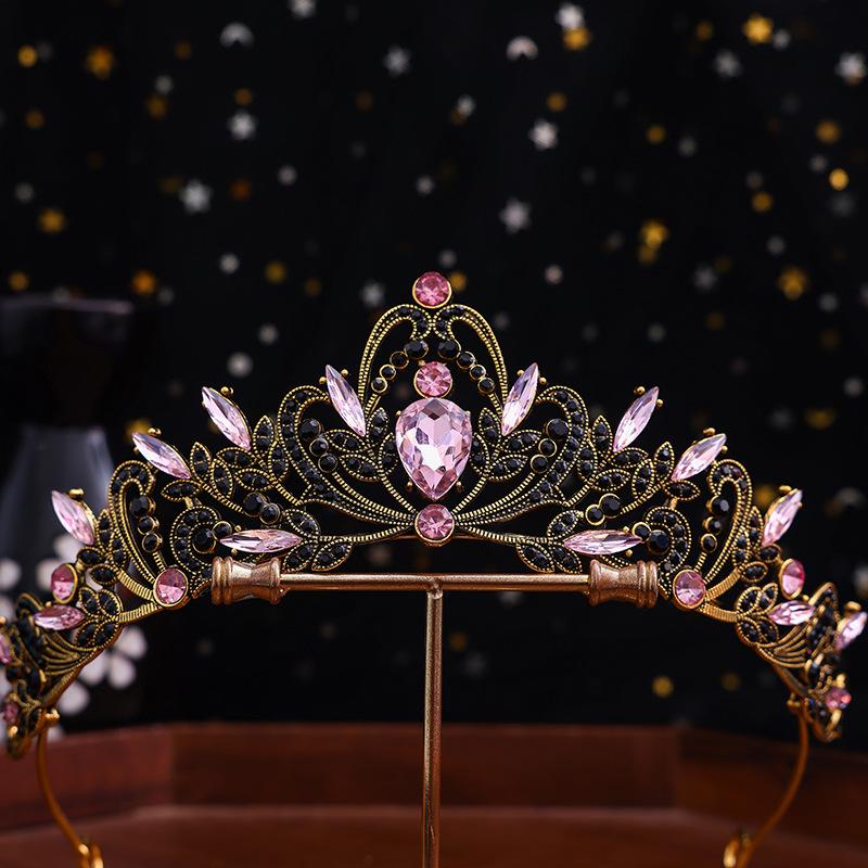 1 Stück Brautkrone Tiara Legierung schwarz Vintage Barock Strass Kristall Hochzeitskleid Accessoires Performance Haarschmuck black