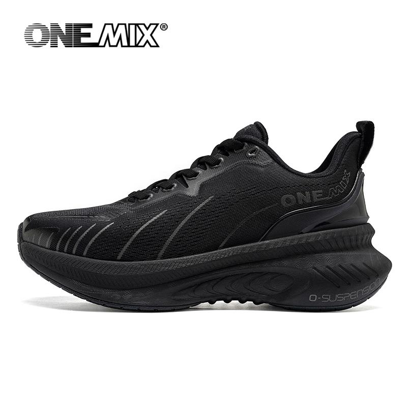 ONEMIX Neue gedämpfte Laufschuhe Damen Herbst Winter Schwere Läufer Schnürschuhe Damen Springseil Tanzen Rutschfeste Outdoor-Sneaker 37 schwarz