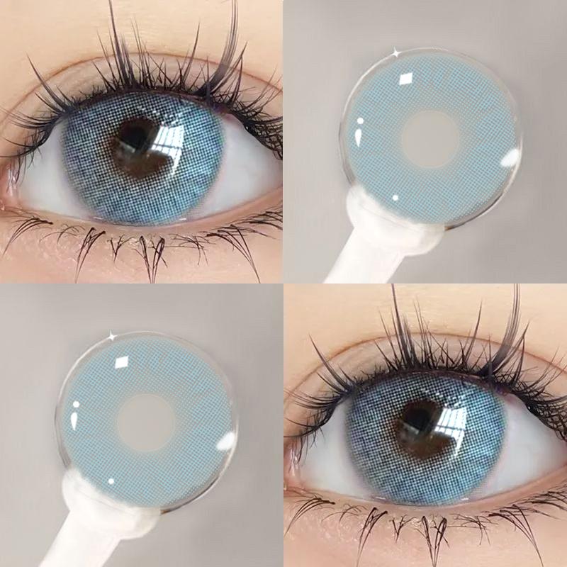 Millcreek blaue Kontaktlinsen 2 Stück (1 Paar) Augenkosmetik, farbige Kontaktlinsen, 14,5 mm, Puppenaugen, weiche, angenehme, leuchtend blaue Kontaktlinsen, 1 Jahr Gebrauch blau